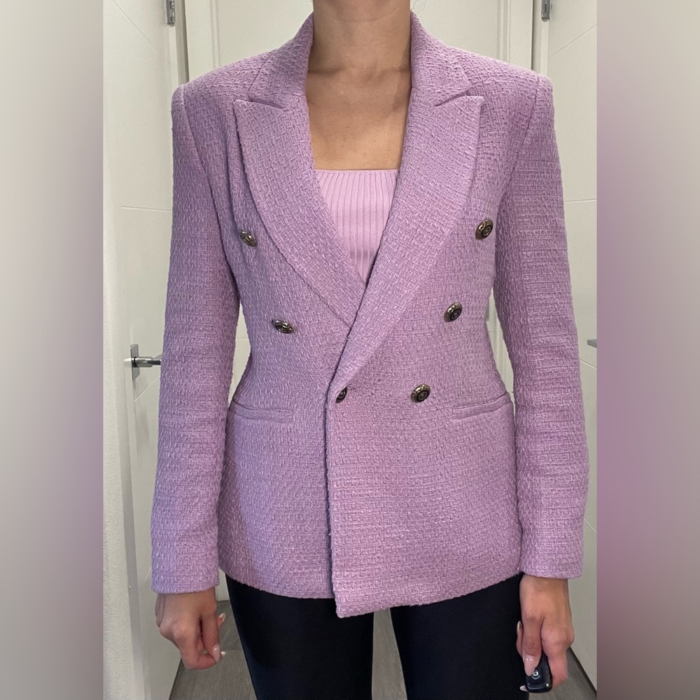 Blazer Textured Lilac Double-Breasted Blazer